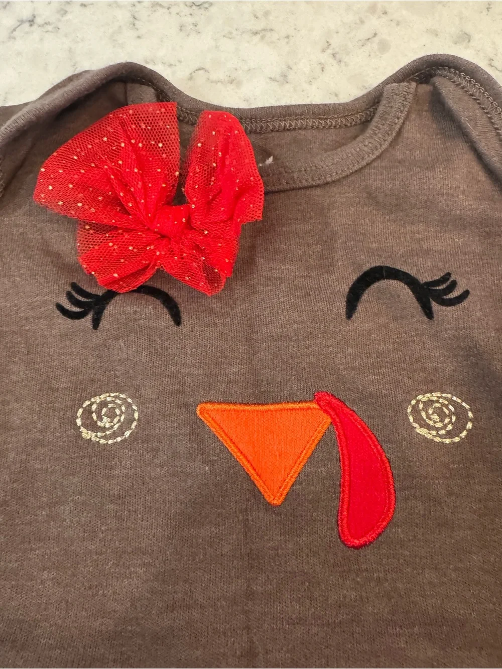 Brown Baby Tutu Romper with Orange Red Accents